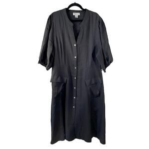 CITY CHIC Refinity New Plus Size XL 22W Shirt Midi Dress Black Lagenlook Classic